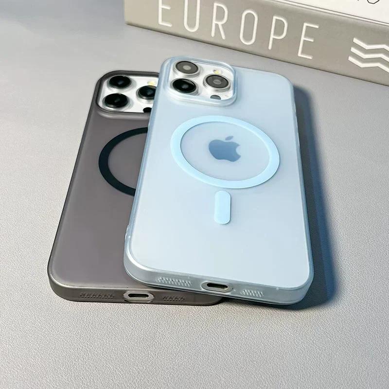 Original Ultra Thin Matte Magnetic Wireless Charge Clear Case For iPhone 16 15 14 Plus 13 12 11 Pro Max Magsafe Hard PC Cover