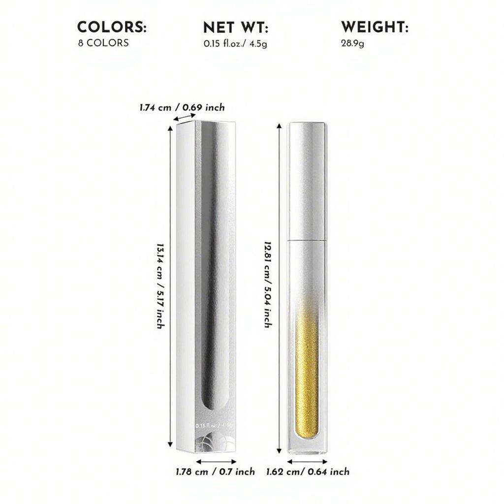 Dual-Ended Liquid Eyeshadow and Lip Gloss Combo | Metallic Shimmer Longwear Waterproof Lipstick & Pearlescent Glitter Eye Makeup