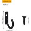 40 Pieces Key Hooks Black Small Hooks Wall Mounted Single Hook for Hanging Clothes Hat Jewelry Hanging Kitchen Bathroom Towels Farmhouse Retro Small