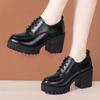8cm Taglia Piccola 33-43 Eleganti Oxford a Bocca Profonda in Morbida Pelle Décolleté con Plateau Autunno 2025 Scarpe con Tacco Alto a Blocco Pelliccia Ufficio Modello