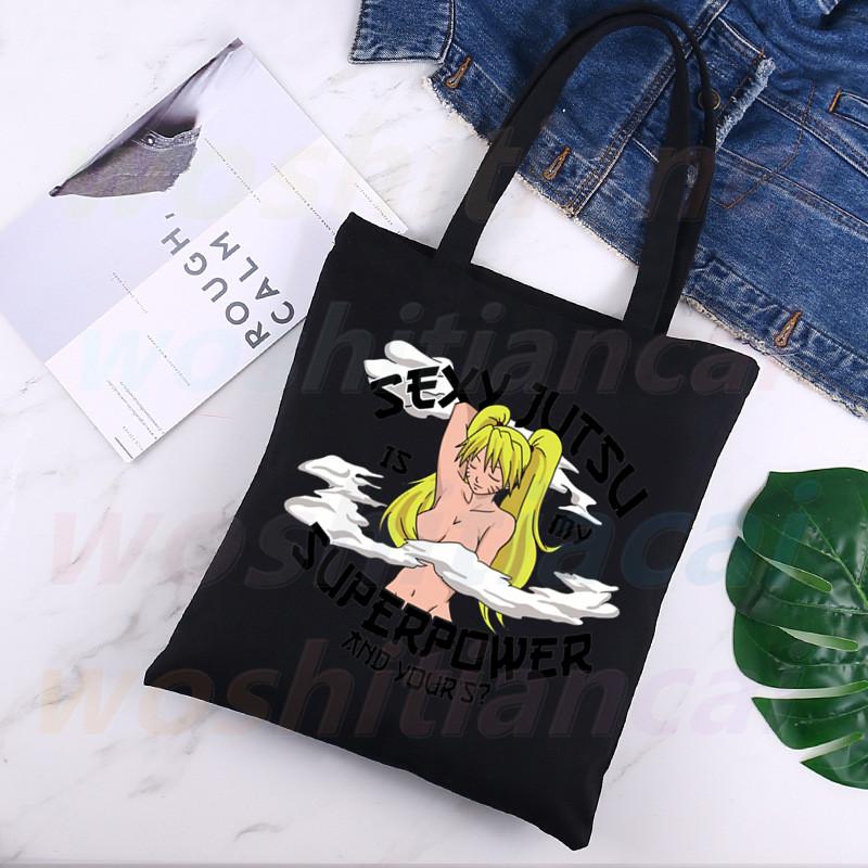 Anime Peripheral Japan's Anime Ramen Righteous Ardour Shopping Bag Women Canvas Tote Bags Eco Bag Shopper Shoulder Bags Black