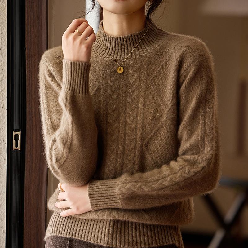 Women's Cashmere Sweater Qinghe Cashmere 30% Cashmere 70% Wool Autumn and Winter Pullover Warm and Fashionable