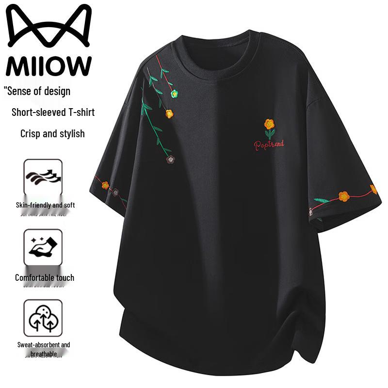 MiiOW Men s Loose Fit Round Neck Short Sleeve T-Shirt XL
