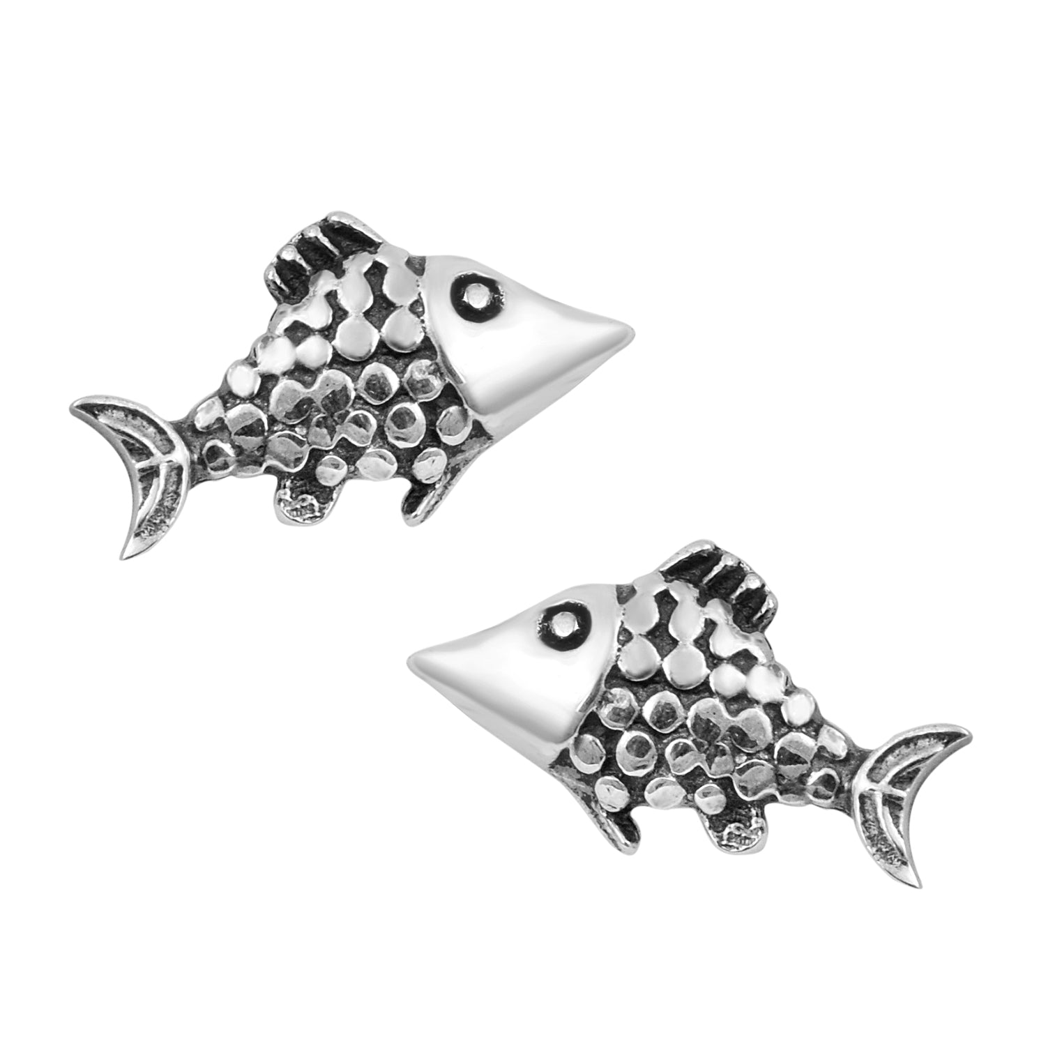 

Fish Stud Earrings - Sterling Silver білий