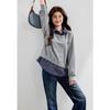 VICTORIA&VERA Women's Faux Two-Piece Plaid Sweatshirt