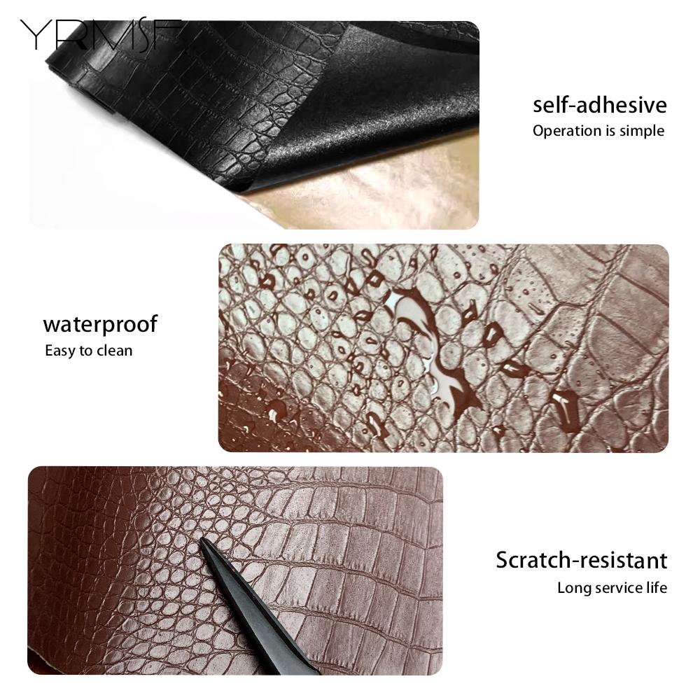 50x137cm Krokodiltextur Kunstlederstoff Selbstklebende Lederreparaturflicken für Sofa Sitz Tisch Stuhl Tasche Schuhe Bett Zuhause