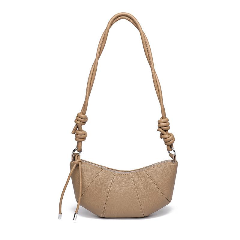 

Женская сумка из натуральной кожи, нишевая, высококлассная, модная сумка-рог, сумка через плечо на одном плече хаки