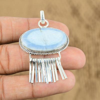 Frauentags-Sale Sterling Silber Blauer Spitzenachat Edelstein Hochzeit Anhänger Schmuck