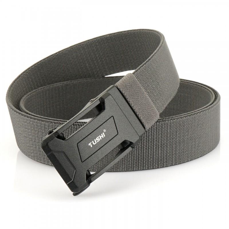 Belt Men s Elastic Knitted Nylon Canvas Automatic Buckle Overalls Pants 120cm темно-серого