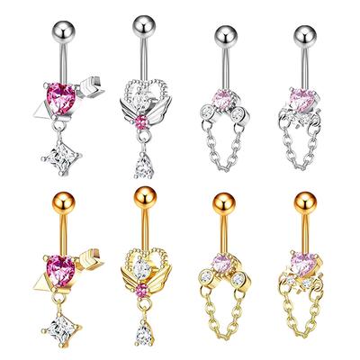 Zirkon Herz Bauchnabel Nagel Piercing Gefälschte Bauchnabel Ring Körper Schmuck Für Frauen