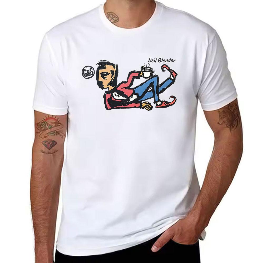 Unisex Baumwoll-T-Shirt Neil Blender Skateboarding Grafikdruck Vintage-Stil Lässiges T-Shirt Für Skate-Fans