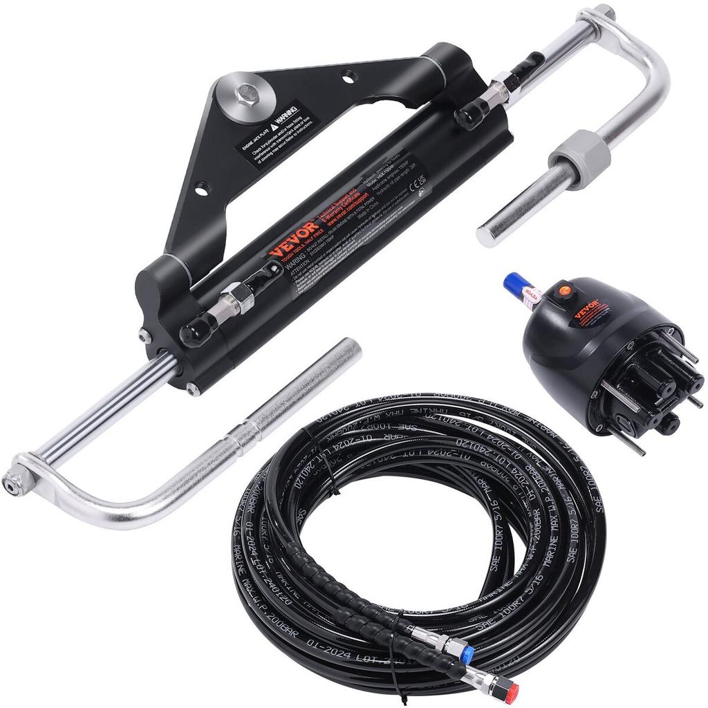 Hydraulic Outboard Steering Kit, 150HP, Marine Boat Hydraulic Steering System, with Helm Pump Two-Way Lock Cylinder and 26 Feet Hydraulic Steering