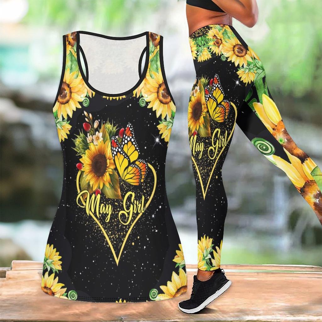 Butterfly Print Yoga Outfit for Women Fashion Workout Leggings Fitness Sports Casual Yoga Set Sports Suit