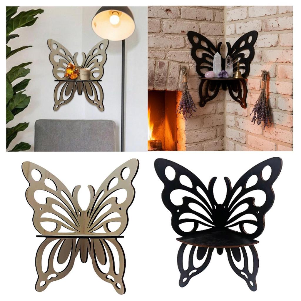 Creative Butterfly Corner Shelf Wooden Display Rack Wall Mounted Furniture for Bedroom Living Room Decor