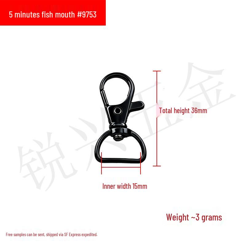 Zinc Alloy Fish Mouth Buckle for Dog Luggage, Shoulder Straps, Keychains, and Webbing.