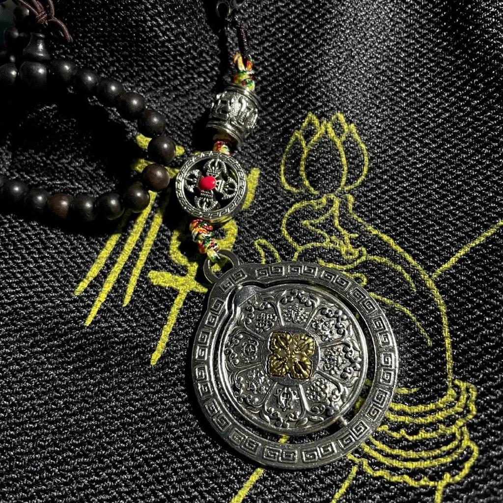 Collana Zen Cool Jiugong Bagua Girevole Tag Vita Ciondolo Portafortuna