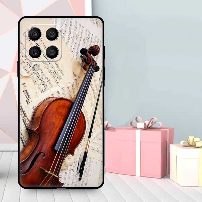 Elegant Violins Bow Sheet Music Case For Samsung Galaxy M56 M52 M32 M53 M16 M11 M21 M31 M35 M12 M13 M14 M15 M36 M55 M34 M54