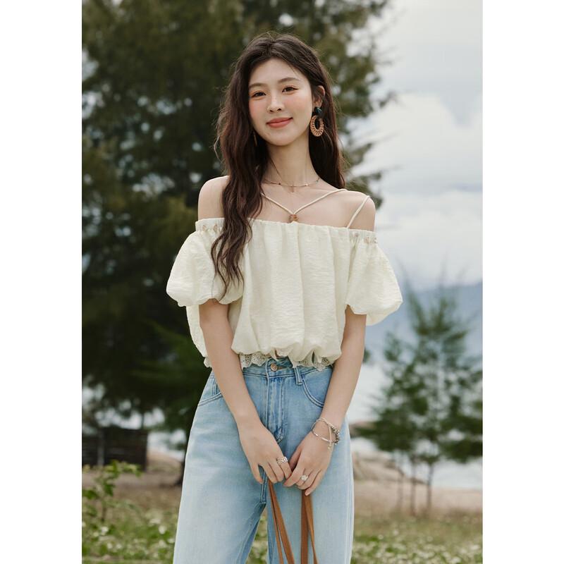 Mishow French Off-Shoulder Tencel Blouse M