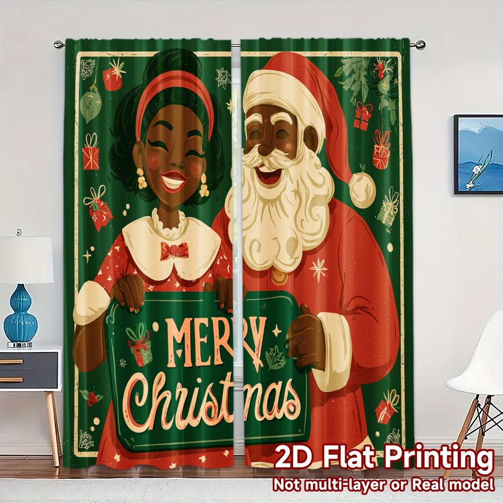 

Flat Printing Jit Curtains Without Rod Festivecouplexmas Popular Curtain Polyester Decorations Home Set Of 2 Made W100*H70(CM)-Hooks&1PCS