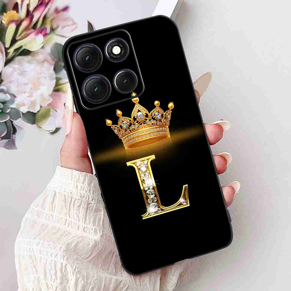 Hot For Motorola Moto G86 5G Case Crown Letters A-Z Soft Silicone Black TPU Cover For MOTO G86 XT2527-2 6.67" Protective Shell
