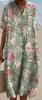 New Loose Casual Comfortable V-neck Digital Printing Pleated Large Version Dress
