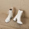 Fashion New Autumn Winter Black White Motorcycle Boots Womens Square Toe Cross Tied Platform Chunky High Heels Ankle Booties 45