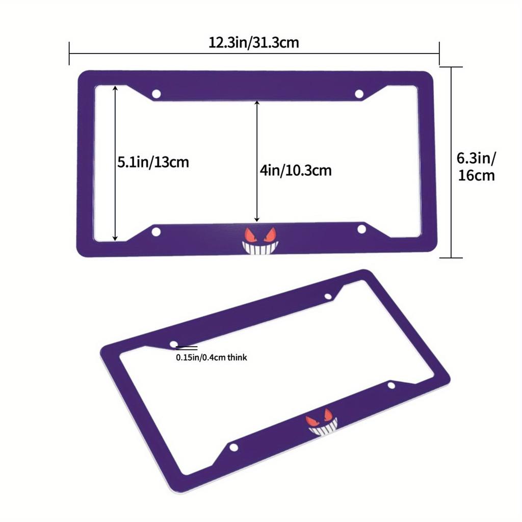 1pc Aluminum Innovative Design of License Plate Frame,Purple,Evil Smiling Face,Gift for Friends,For Decoration,31X16cm License Plate Covers Frames 6
