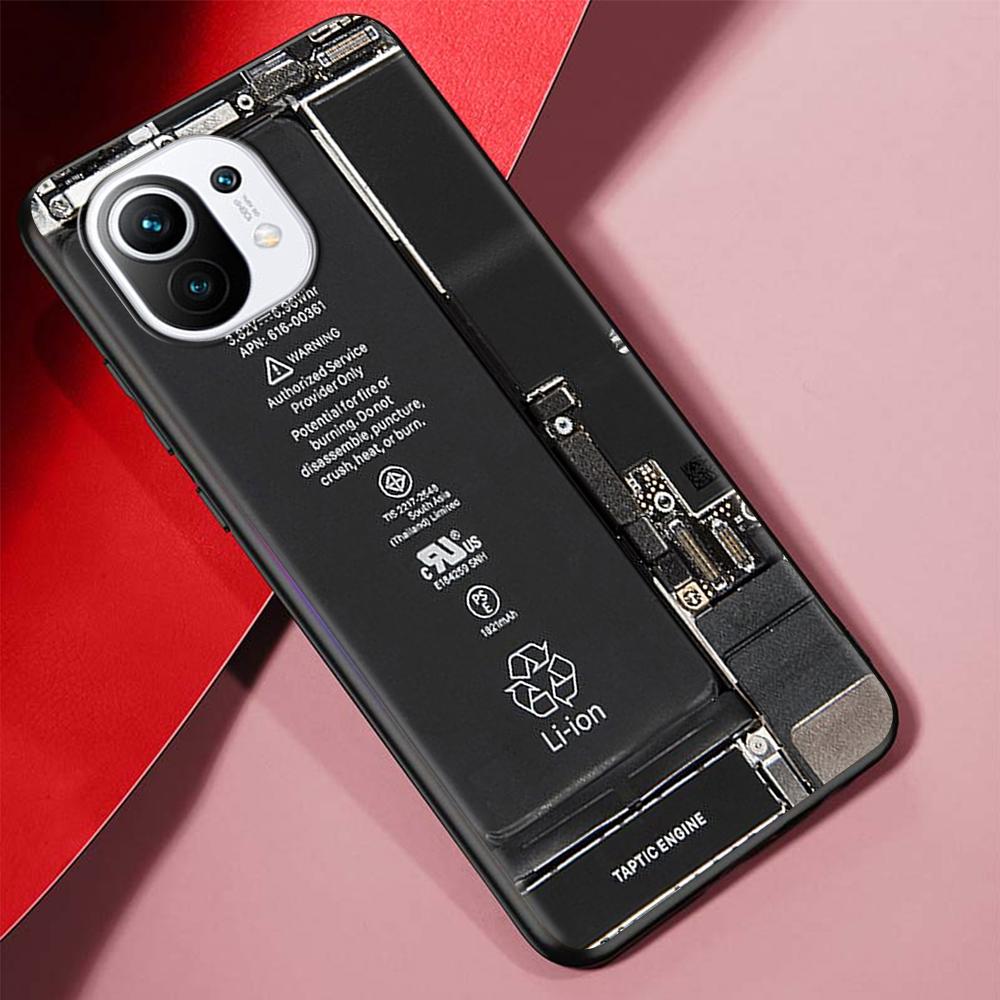 Motherboard Circuit Board Case for Xiaomi Mi 11 Ultra 11T 12 10T 9T Pro 12X Note 10 9 8 Lite A3 CC9E 10S Black Soft Phone Cover