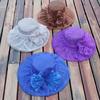 New Retro Wedding Hat Pearl Mesh Flower Top Hat Double Organza Sunshade Big Eaves Hat Sun Hat Women
