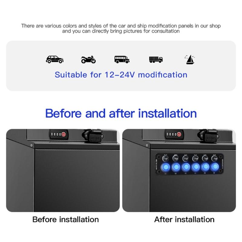 6 Position Rocker Toggle Switch For Car RV Truck Boat Ships Electronic On/Off Power Button Multi Port Sockets Switches