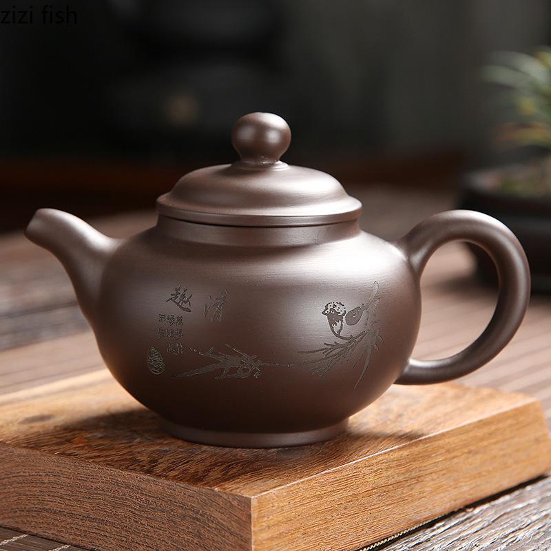 Purple Clay Pot Handmade Teapots Tea Making Utensils Ceramic Teaware Tea Making Tools Afternoon Tea Pot Teas Infuser Craft