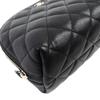 Excellent CHANEL Cosmetics Pouch COCO Mark Caviar Skin Matelasse Pouch Random Serial Black Used