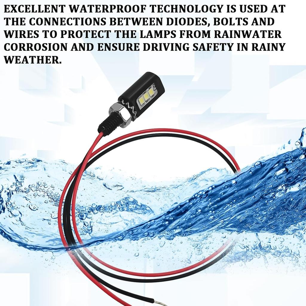 LED License Plate Light, Motorcycle License Plate Light, 2PCS 12V Waterproof Aluminum Housing Assembly, Super Bright White LED Bulb Tag Screw Lamp