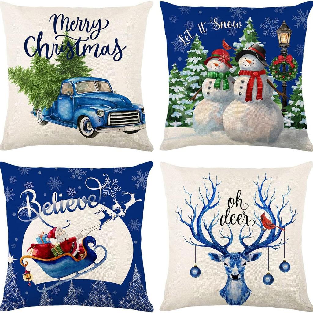 Living Room Christmas Decoration Pillowcase Nordic Style Christmas Tree Printed Cushion Festive Atmosphere Household Supplies