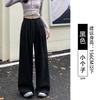 White Gray Sweatpants Women's Spring and Autumn New Straight Sweatpants Fleece Small Casual Wide-leg Pants