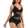 Salopetă cu decolteu în V, Modelatoare ușor, Control abdomen, Ridicare fese, Corset modelator corp, Corset cu push-up pentru bust, Plasă