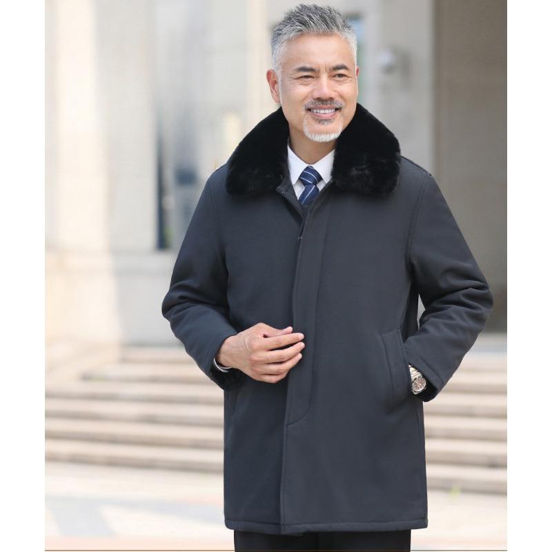 Dad's Winter Clothing, Velvet and Thickened Cotton Clothing, Autumn and Winter Mid-range Men's Cotton-padded Coat, Warm Jacket, Mid-range