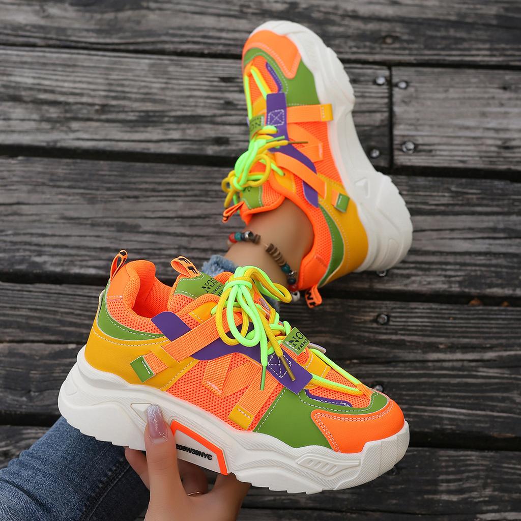 Fashion Women Sneakers Mesh Breathable Platform Sneakers 2025 Women Casual Lace Up Outdoor Women Shoes Low Top Sneakers Zapatos De Mujer
