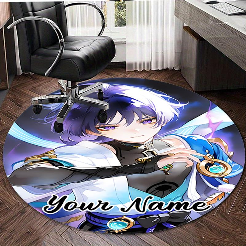 Personalized Genshin Impact Round Chair Office Rug - Perfect for Mat, Office Chair & More - Ideal Gift for Birthdays and Holidays
