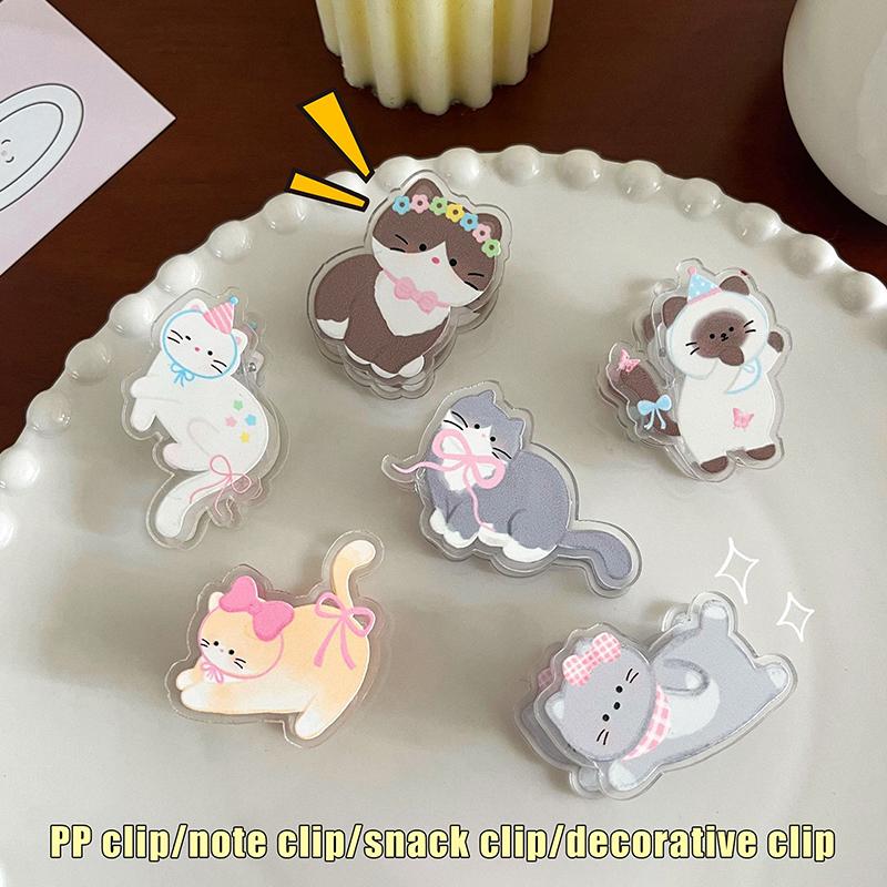 Cute Kitten Animal Cartoon Decorative Gift Sealing Clip Memo Clip Pp Clip For Students Cute Little Items