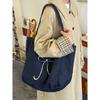 Korean Embroidered Denim Canvas Bag Bag Women's Large-capacity Commuting Lazy Feeling Shoulder Tote Bag Commuter Shopping Bag