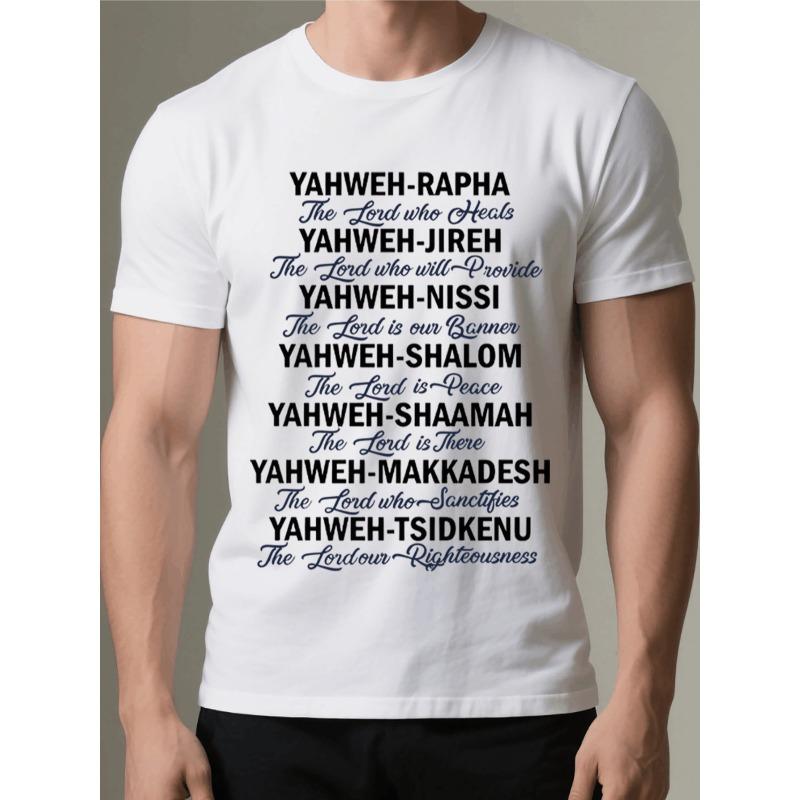 European sizes Men's Inspirational T-Shirt Round Neck, Short Sleeve, Breathable Fabric, Regular Fit, Summer Tee, Black with Golden Scripture Print