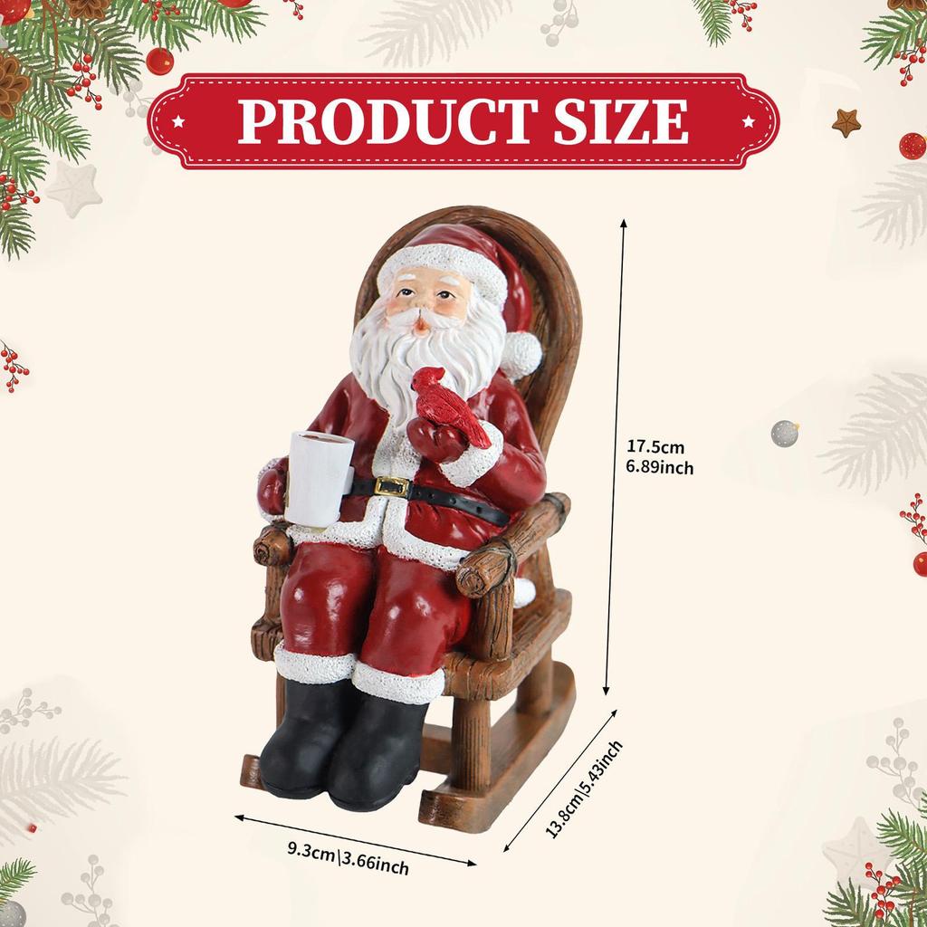 Rocking Chair Santa Claus Statue Christmas Figurine Xmas Ornament Collectible Sculpture for Patio