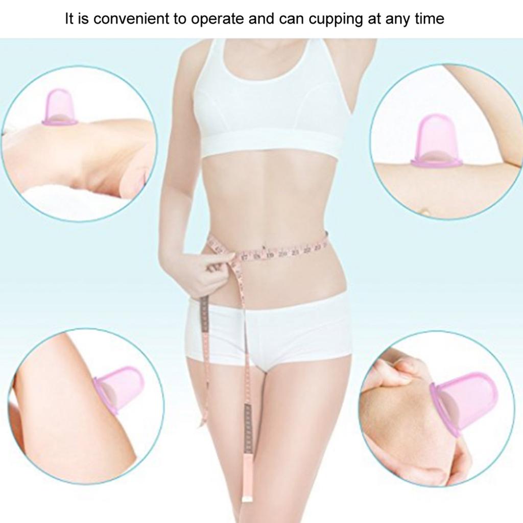 4pcsset Silicone Vacuum Body Massage Helper Anti Cellulite Massager Cups Cupping (Pink)