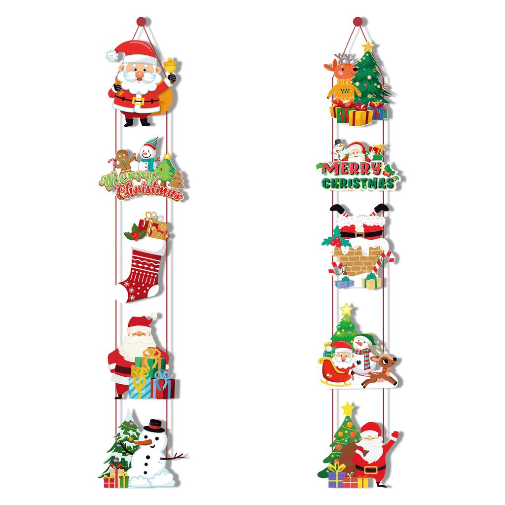 Merry Christmas Hanging Flag Porch Door Banner Santa Claus Snowman for Home Ornaments Door Decoration Supplies New Year Decor