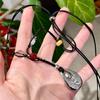Collana Pendente Goccia d'Acqua Etnica in Metallo Fatto a Mano con Lunga Catena Intrecciata