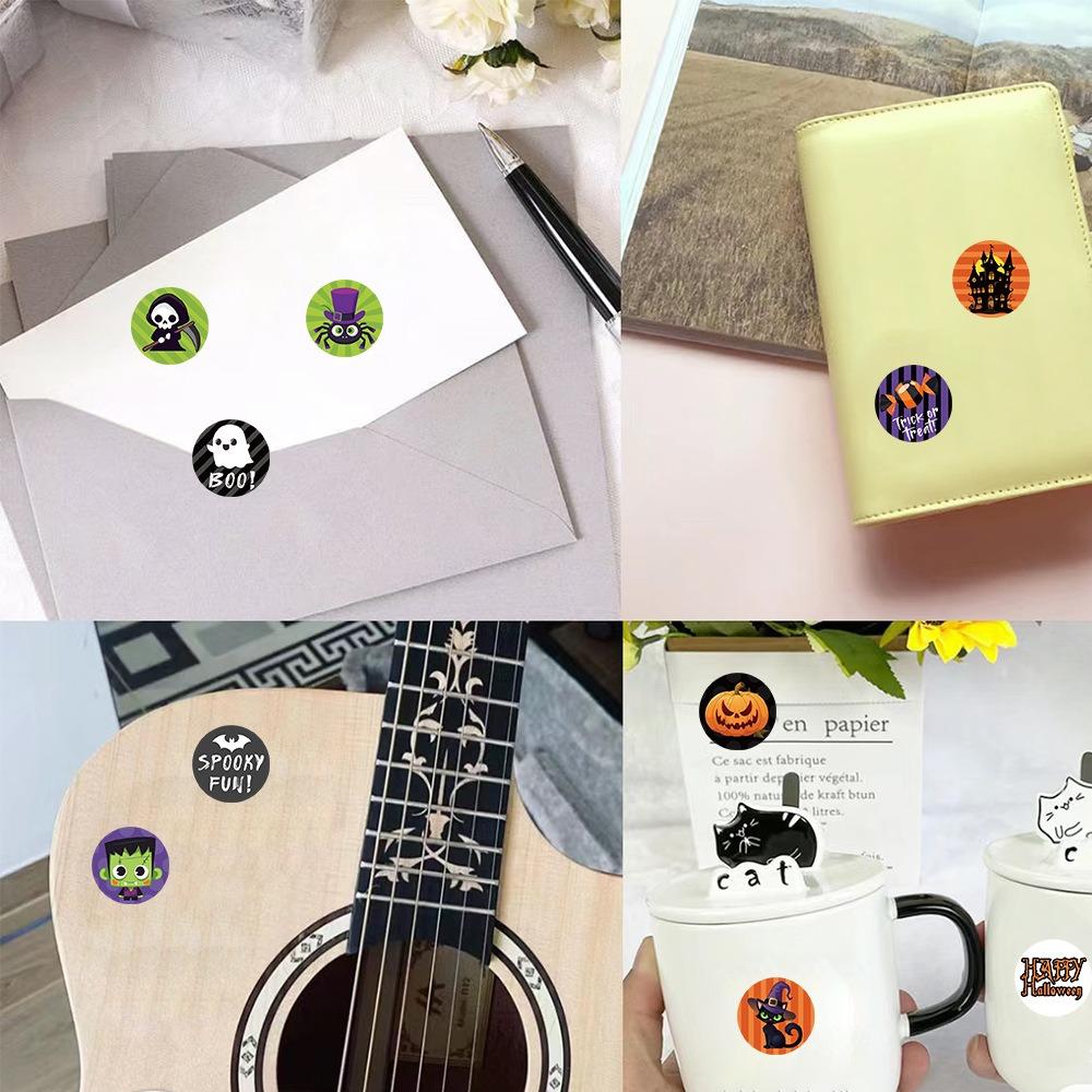 500PCS/Roll Halloween Stickers for Laptop Notebook Envelope Water Cup Seal Decorative Spooky Holiday Party Decorations Stickers