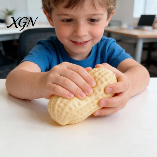 Hand Stress Reliever Simulated Peanut Squeeze Toy Relieving Shape Sensory Stretchy Fidget Anti-anxiety Relaxation