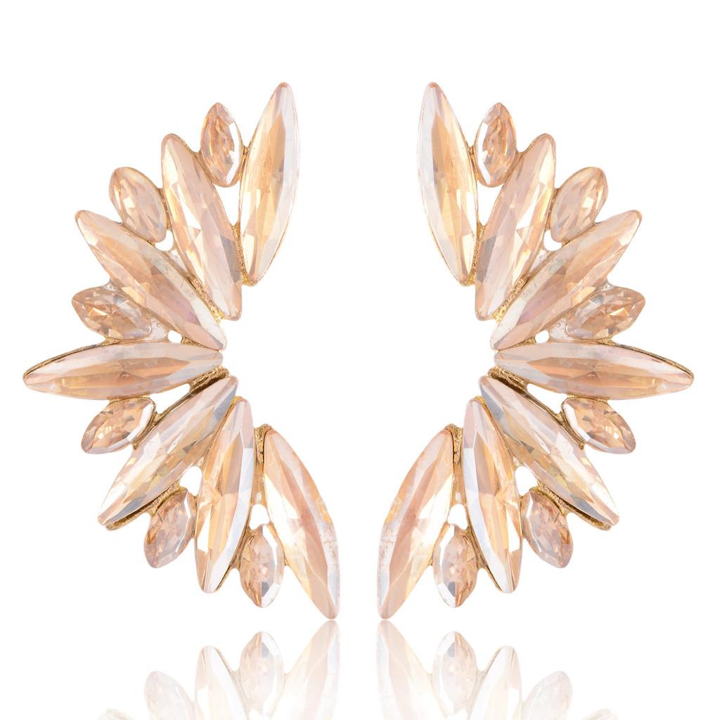 Wing Shape Water Diamond Earrings In Alloy With Electroplated Finish For Trendy Women