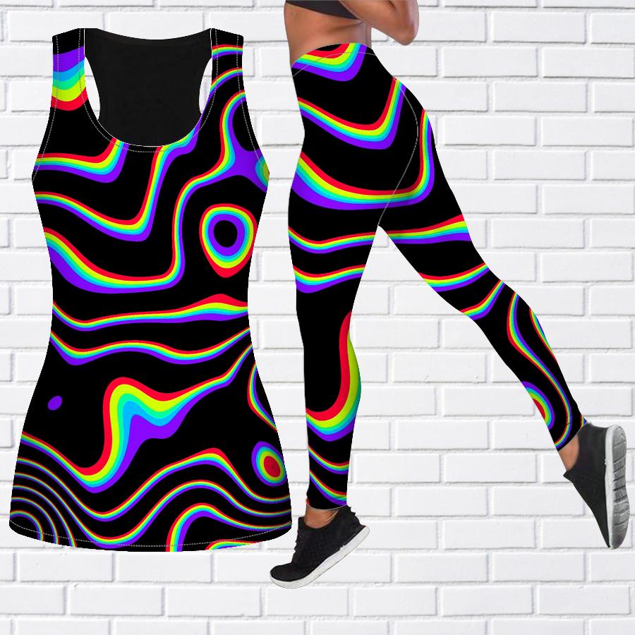 

Разноцветный волнистый принт, наряд для йоги для женщин, модные леггинсы для тренировок, спортивные повседневные штаны для фитнеса и йоги 8XL жёлтый